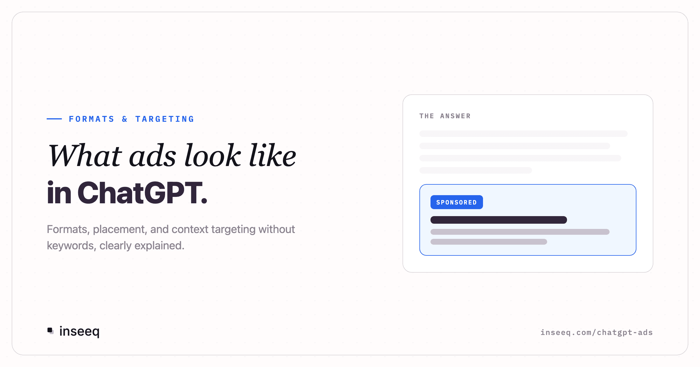 Graphic on ChatGPT ad formats: schematic of an answer with a clearly labeled sponsored ad box below it